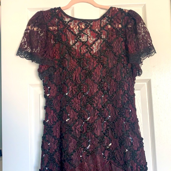 Burgandy & Black H&W Collections Cocktail Dress. Size 11/12 - Picture 2 of 6